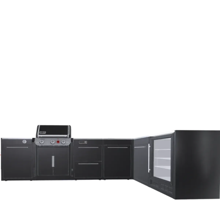 Кутова вулична барбекю кухня (острів) для гриля Genesis EPX-335 Weber BBQ Kitchen Gas 331 + модуль мийки та холодильник