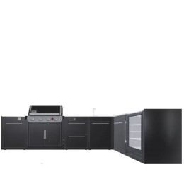 Кутова вулична барбекю-кухня (острів) для гриля Genesis EPX-435 Weber BBQ Kitchen Gas 331 + модуль мийки та холодильник Кутова вулична барбекю-кухня (острів) для гриля Genesis EPX-435 Weber BBQ Kitchen Gas 331 + модуль мийки та холодильник