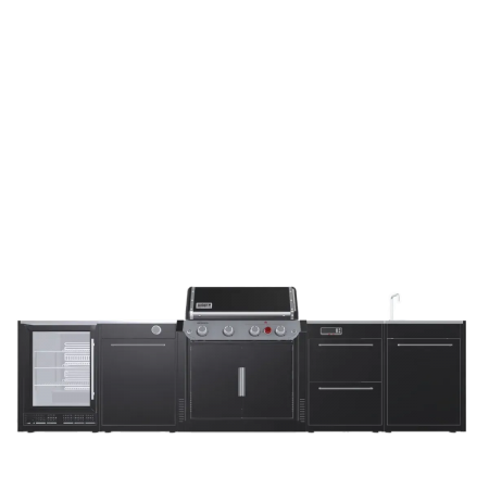 Вулична барбекю кухня (острів) для гриля Genesis EPX-435 Weber BBQ Kitchen Gas 231 + модуль мийки та холодильник